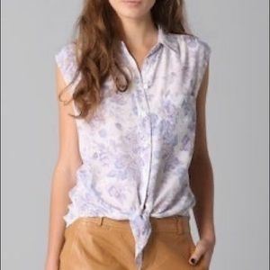 Equipment Femme ‘Diem’ Tie Front  sleeveless top L